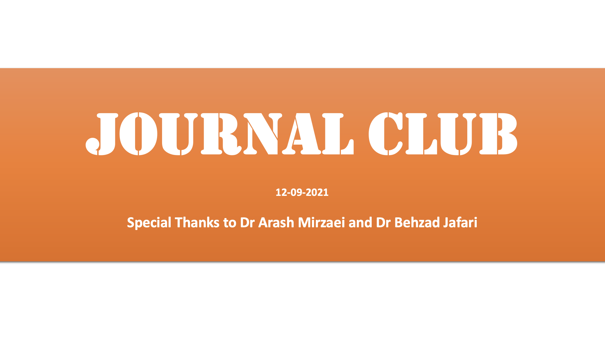 Journal Club – 12-09-2021